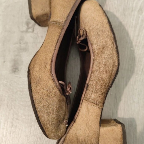 Ballerinas handmade in Italy size 37, new, beige and brown leather