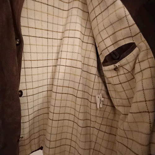 Harry & Moore coat used, brown, leather and corduroy, size 50