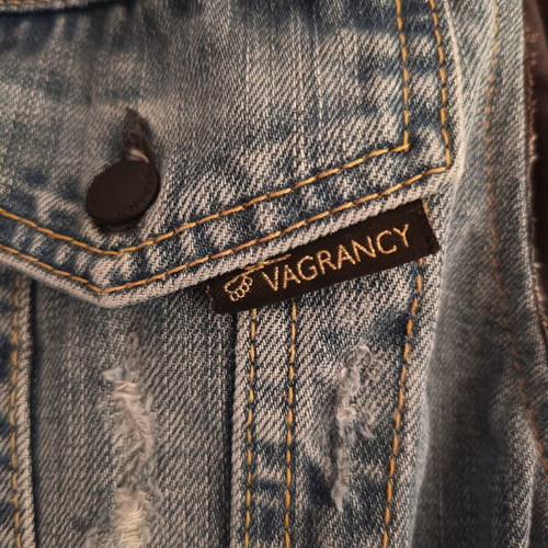 Vagrancy Leon Denim Vest refurbished, size L, distressed stonewashed