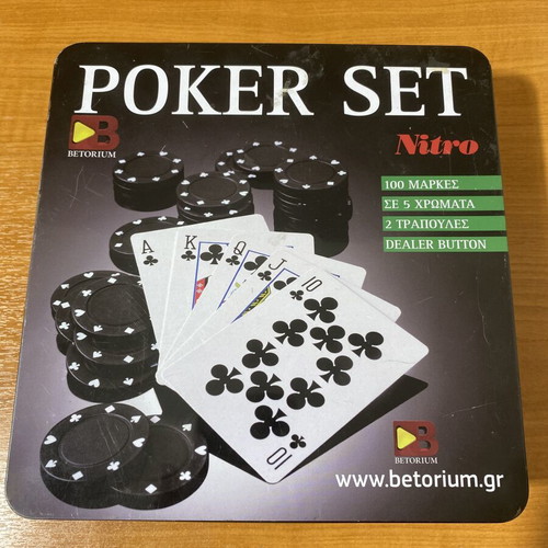 Poker set with round felt tablecloth 1.5m diameter, two decks and 100 chips