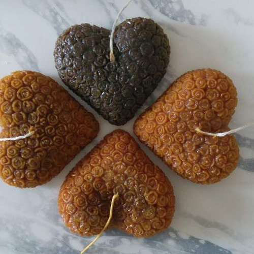 Heart-shaped candle made to order from pure beeswax