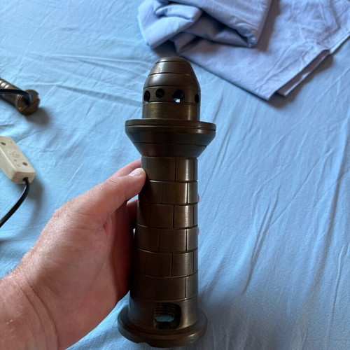 Vintage lighthouse table lamp made of solid bronze, like new