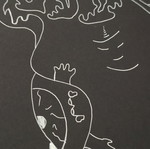 Art piece O Theios Fovos new, handmade with white ink on black paper