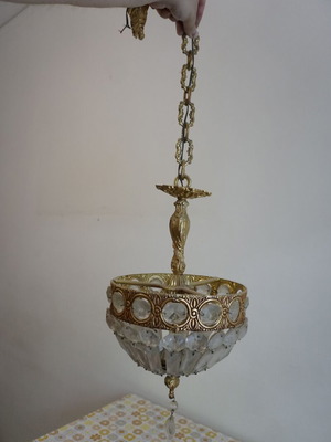 Vintage brass chandeliers used, set of 2