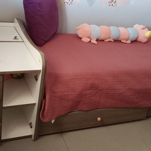 Children's bed and bedside table set with drawers
