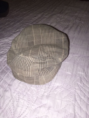 Beige checked winter hat