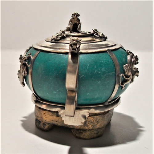 Asian antique tea vessel used, made of nephrite mineral