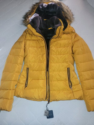 Zara down jacket yellow, new with tag, mid-length