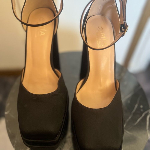 Women's platform pumps new size 41 black with ankle strap