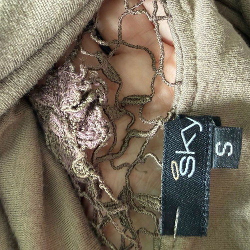 Sky Butterfly Blouse used, khaki with open lace back