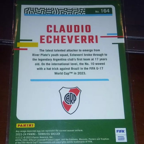 Panini Donruss Soccer Card Claudio Echeverri Rookie River Plate Silver 2023-24 like new