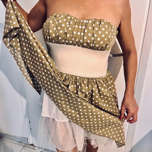 Zic Zac polka dot dress size S used, beige with tulle