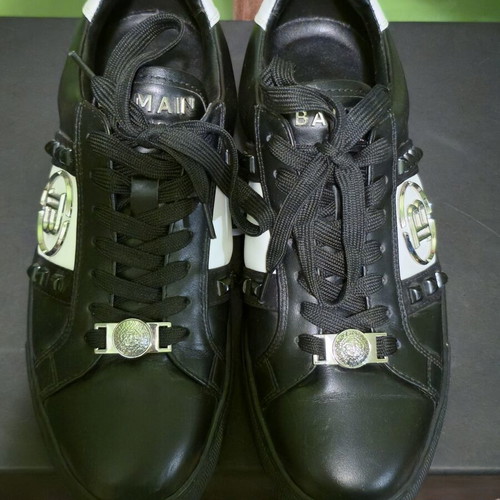 Balmain women's sneakers like new black and white leather