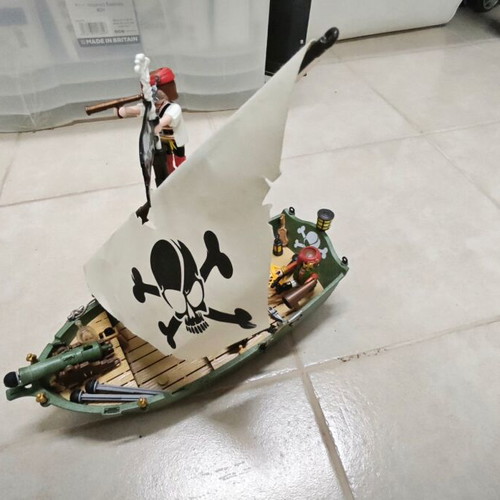 Playmobil Pirates pirate ship used with boat and underwater motor