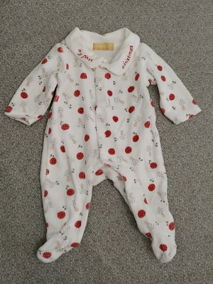 Baby velour Christmas romper like new, 1M