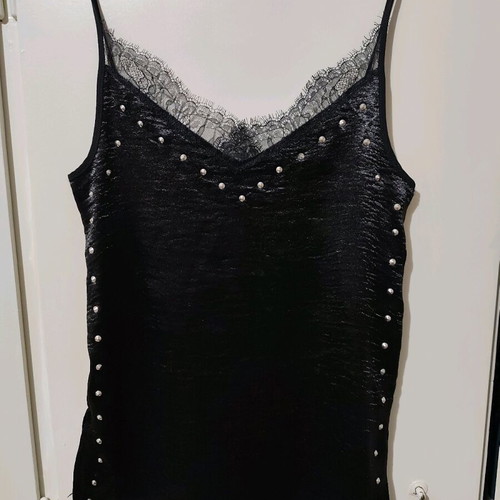 Zara black lingerie top with lace and studs, like new, Small