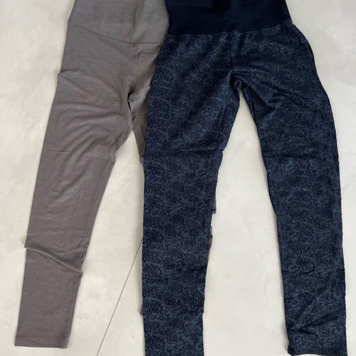 Prenatal maternity leggings like new, cotton, size L, beige and blue
