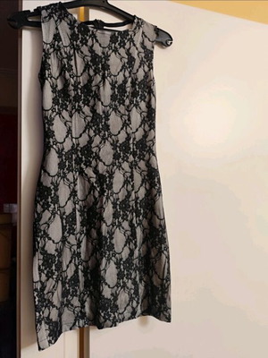 Dress slim fit with black floral lace and nude lining like new