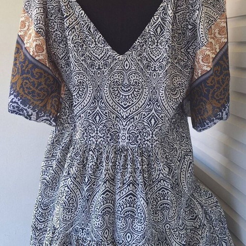 Maxi dress with paisley pattern and boho style, new, Achilleas Accessories