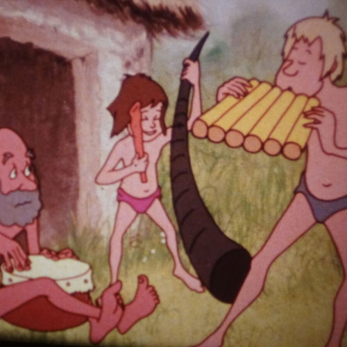 16mm film The Foundations of Wealth used, animation with live characters