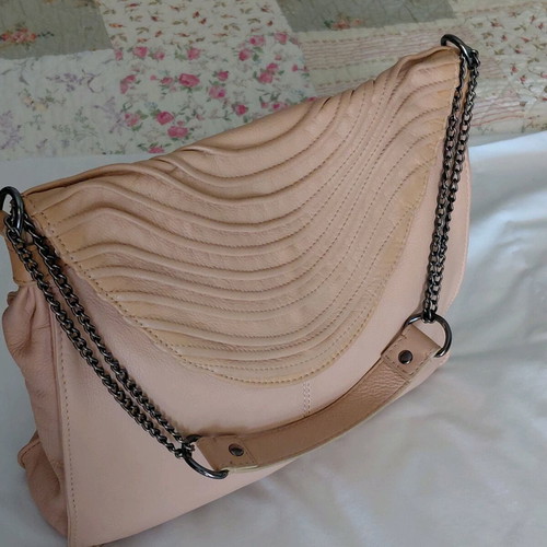 Zara leather shoulder bag like new, beige