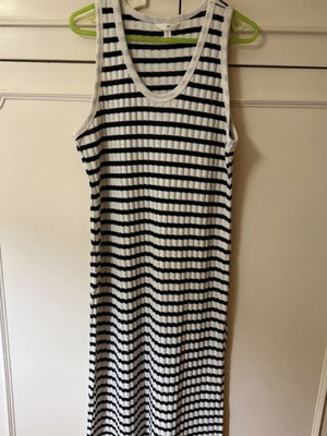 H&M striped midi rib dress new, black and white