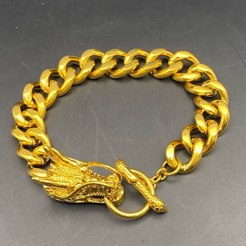 Bracelet with dragon head new, gold color