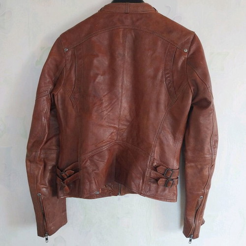 Vintage women's leather jacket MISSION brown size M used