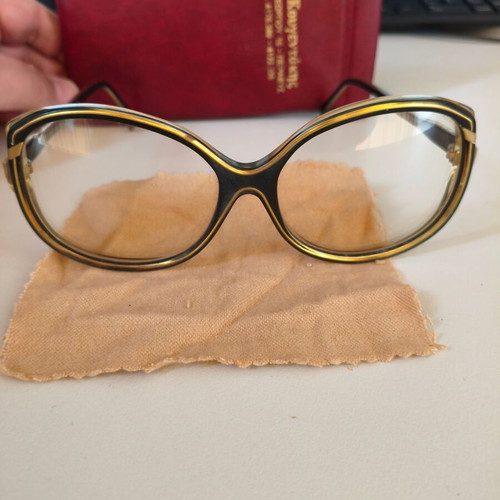 Nina Ricci Vintage 1970s Handmade Glasses like new, black and gold