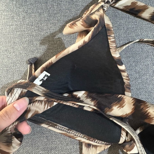 Leopard Print Bikini Top like new, size S-M, beige and brown