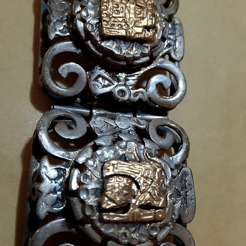 Vintage Mexican Sterling Silver 925 & 18K Gold Bracelet like new