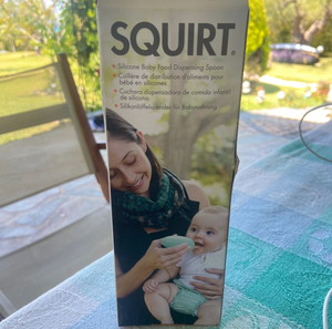 Boon Бебешка лъжица Squirt с регулируем поток от силикон в тюркоаз за 4+ месеца
