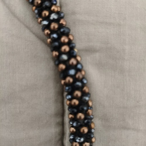 Handmade choker necklace with bead braid, like new, blue and copper