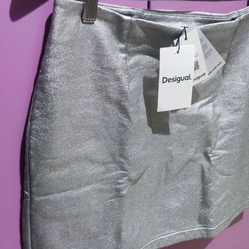 Desigual mini skirt silver new, size M