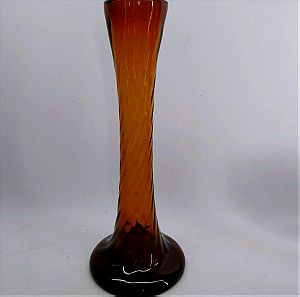 Παλιό μαζικό γυάλινο βάζο σε κεχλιμπαρένιο χρώμα, ύψους 26 εκατοστών
