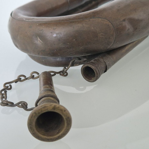 C. Mahillon brass bugle and WW1 infantry signalman portrait