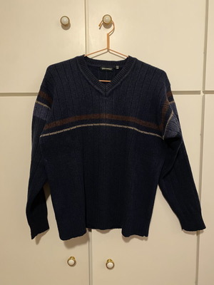 Springfield Vintage 90s V-Neck Sweater, blue and brown
