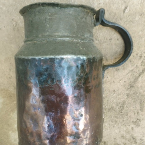 Copper jug used antique, handmade, over 100 years old