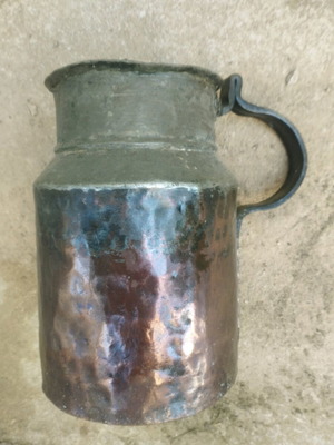 Copper jug used antique, handmade, over 100 years old