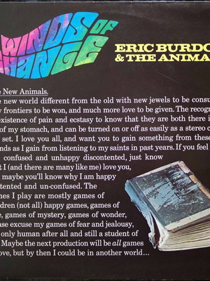 Eric Burdon & The Animals Winds Of Change LP like new, rock