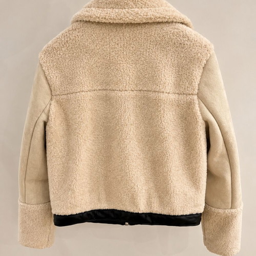 Bershka beige jacket with faux fur, size S