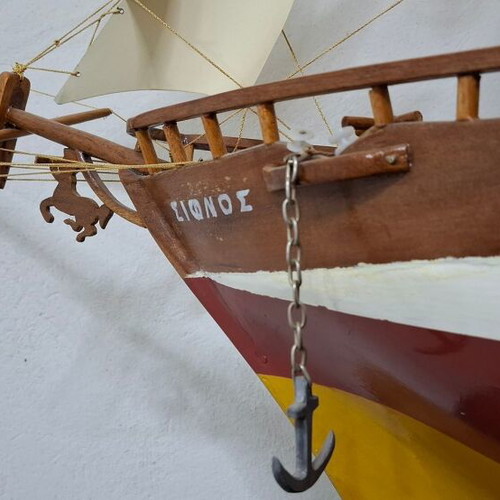 Ξύλινο καράβι χειροποίητο με φως, σαν καινούργιο, μεγάλο 120x140 εκ