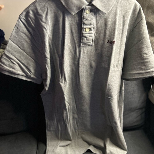 Abercrombie & Fitch men's polo shirt light gray short sleeve like new