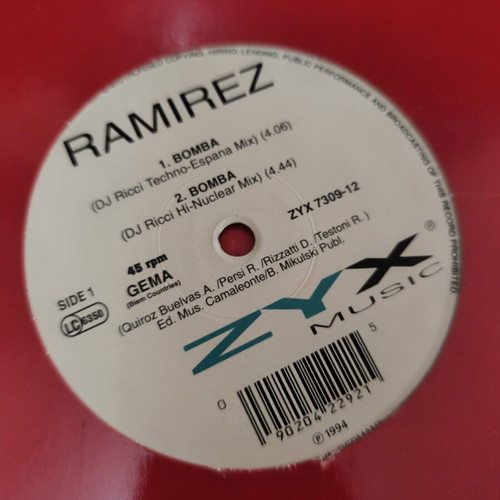 Ramirez Bomba vinyl maxi single used, electronic