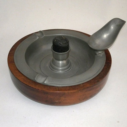Handmade ashtray for pipe from tin and wood new