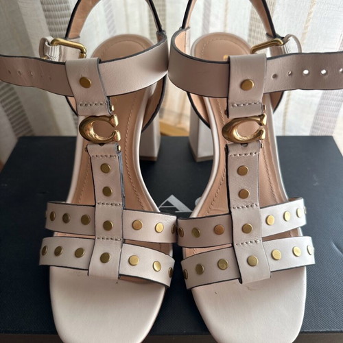 Coach sandals, beige with gold studs, size 37.5