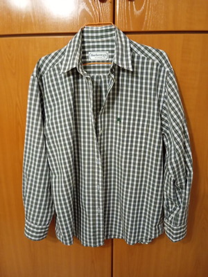 Burberrys vintage women's checked shirt XL like new, khaki white yellow