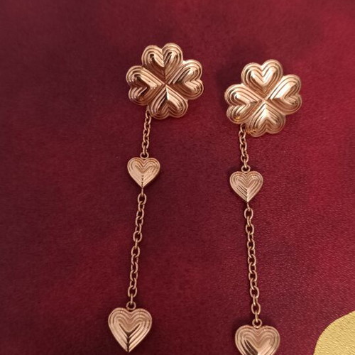 Folli Follie earrings like new, pink gold plated silver, clover and hearts design