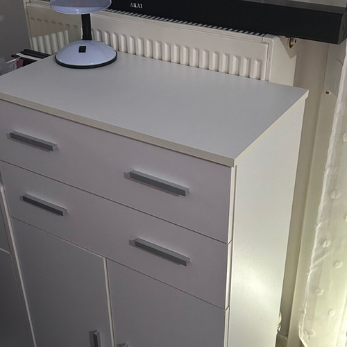 White furniture set with desk and nightstand like new