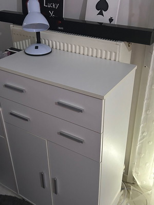 White furniture set with desk and nightstand like new